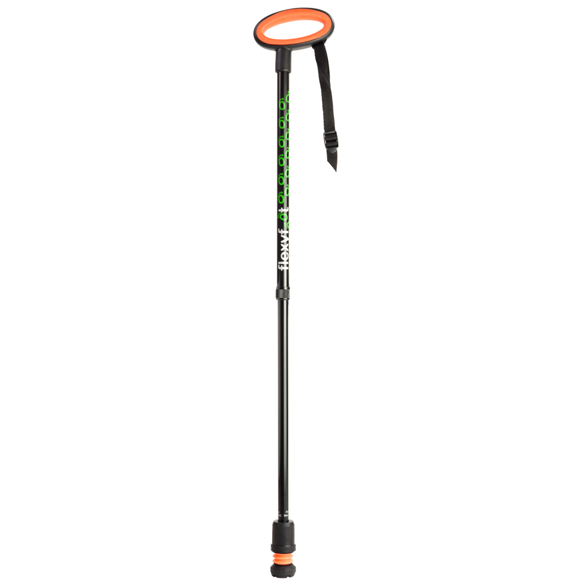 A single black Flexyfoot Premium Oval Handle Walking Stick