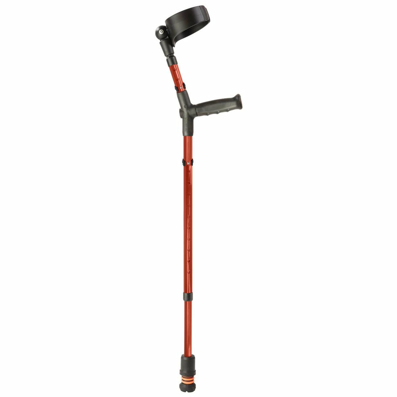 A single red Flexyfoot Soft Grip Double Adjustable Crutch
