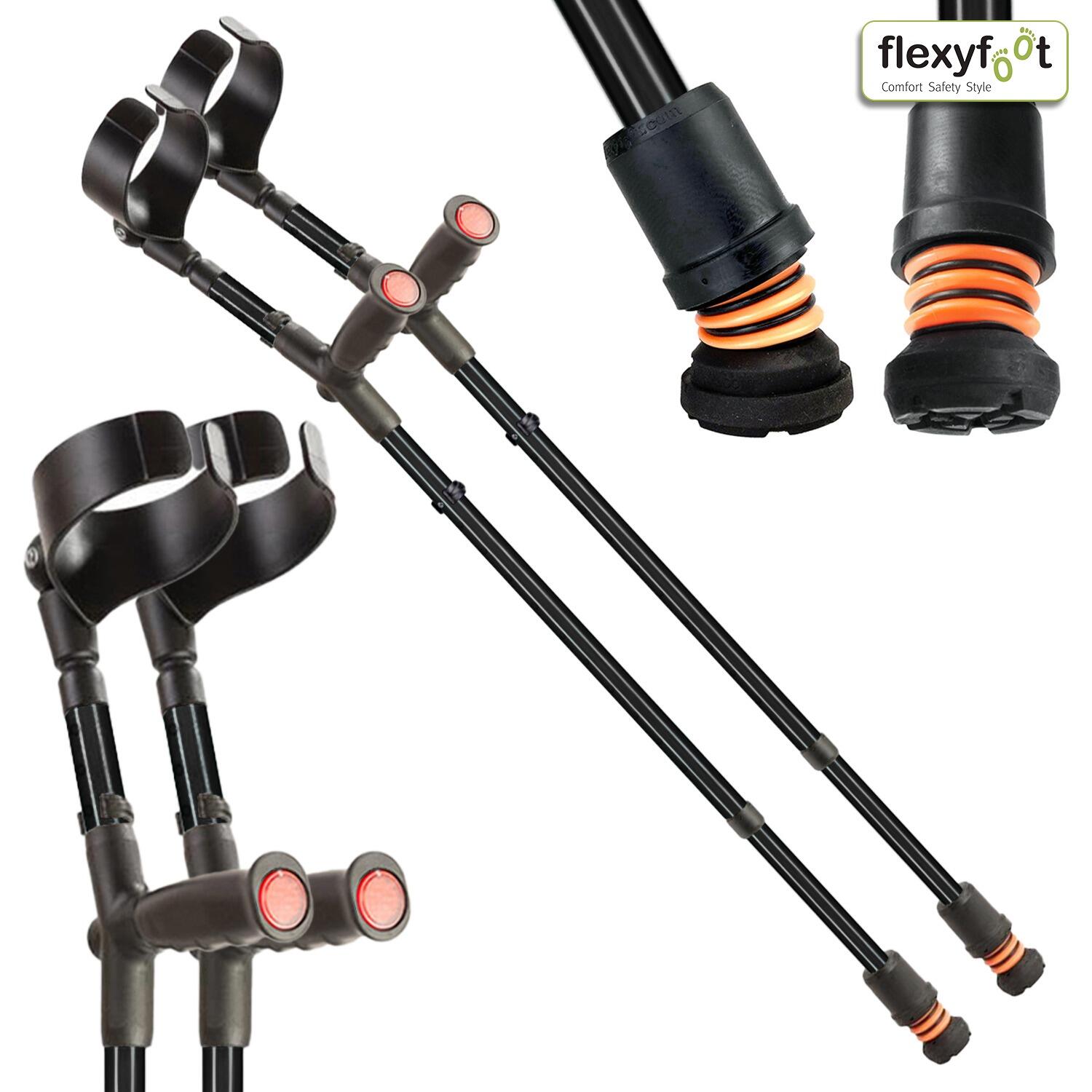 A pair of black Flexyfoot Soft Grip Double Adjustable Crutches