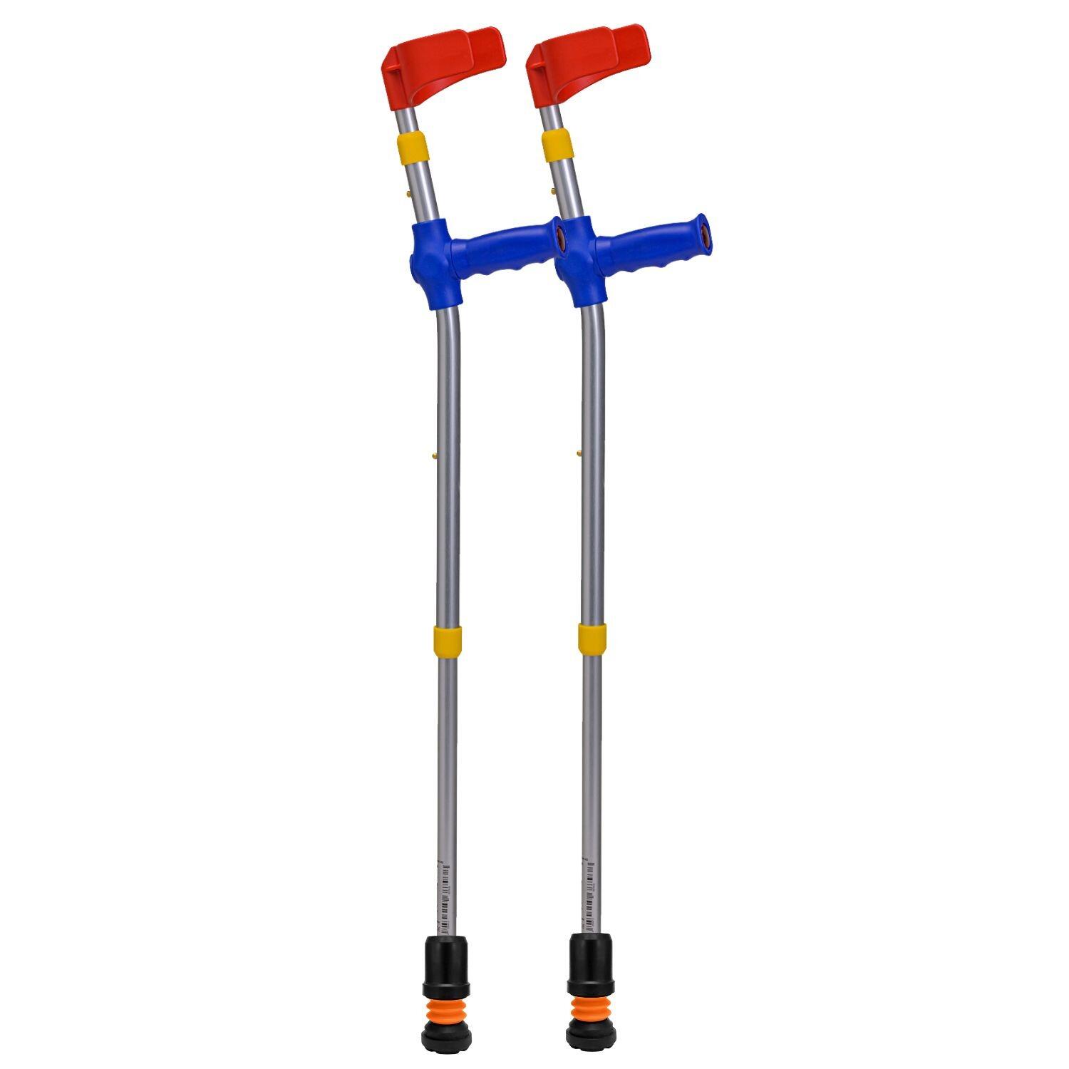 Flexyfoot Soft Grip Double Adjustable Kids Crutches - Blue Handle - Full Crutches
