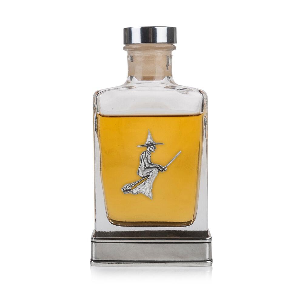 Handcrafted Witch Glass Pewter Hip Flask