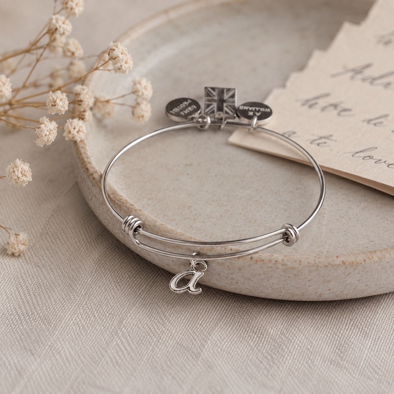 A Pewter Letter A Charm Bracelet