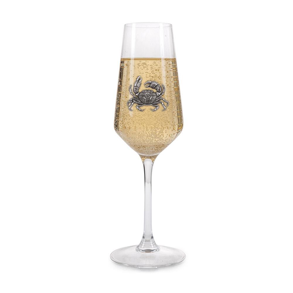 Crab Pewter Champagne Glass Flute