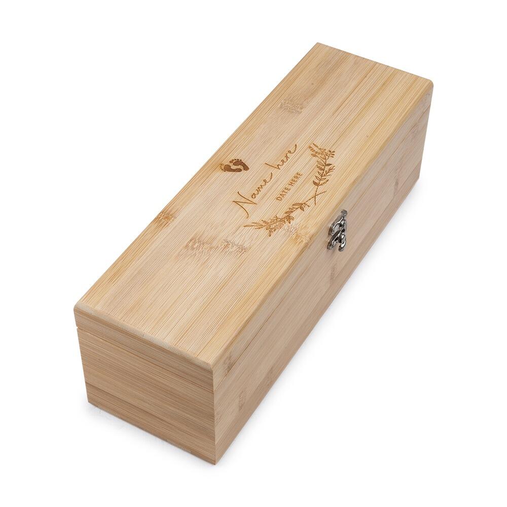 Wooden Bottle Box with "Baby Feet" engraved onto the Lid