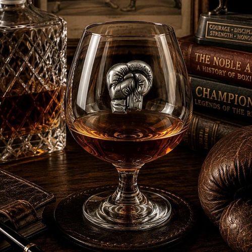 Brandy Glass with a Pewter badge on the front