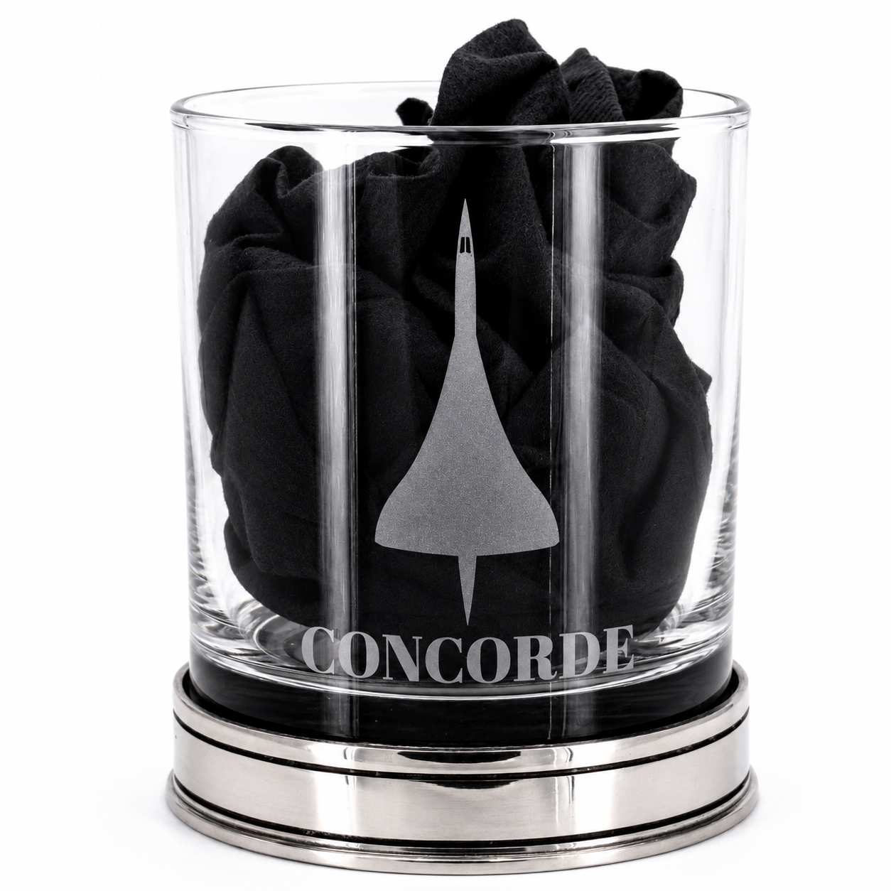 Concorde Pewter Whisky Tumbler with Black cloth inside the glass
