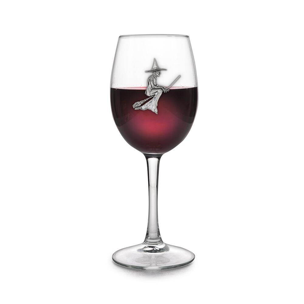 Personalised Witch Wine Glass with Pewter Monogram