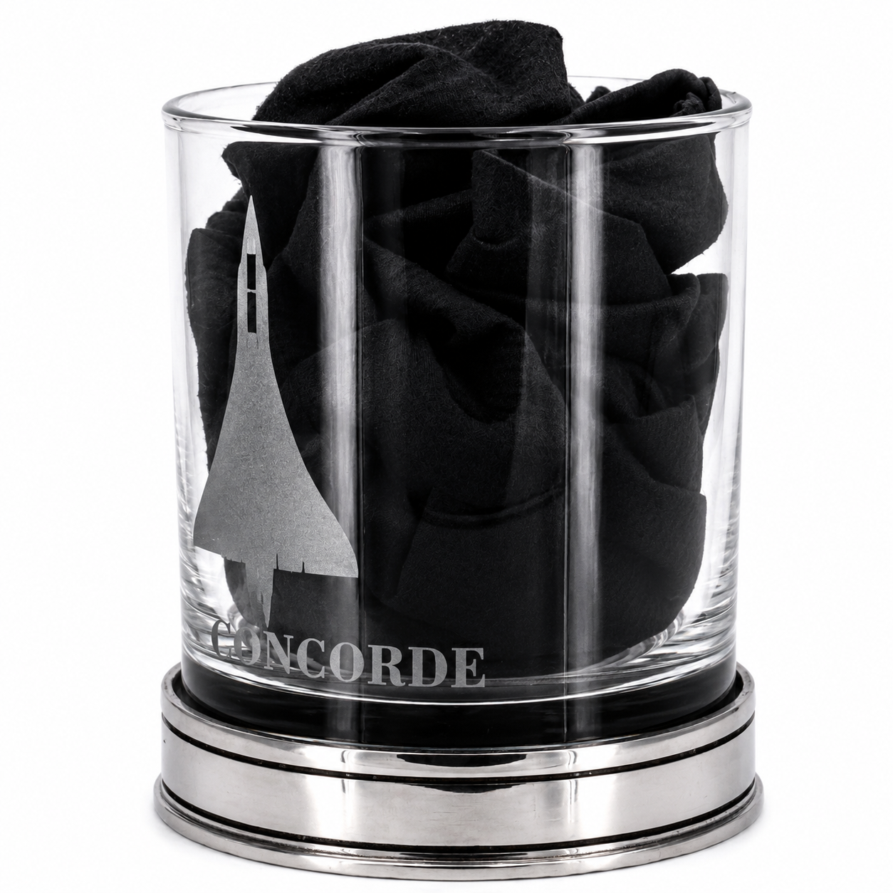 Concorde Pewter Whisky Tumbler with Black cloth inside the glass