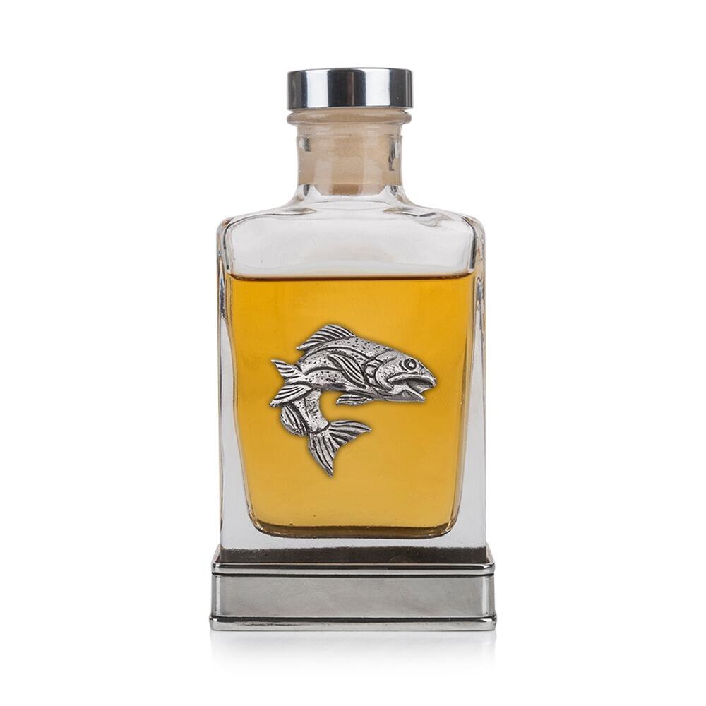 Fish Glass & Pewter Hip Flask