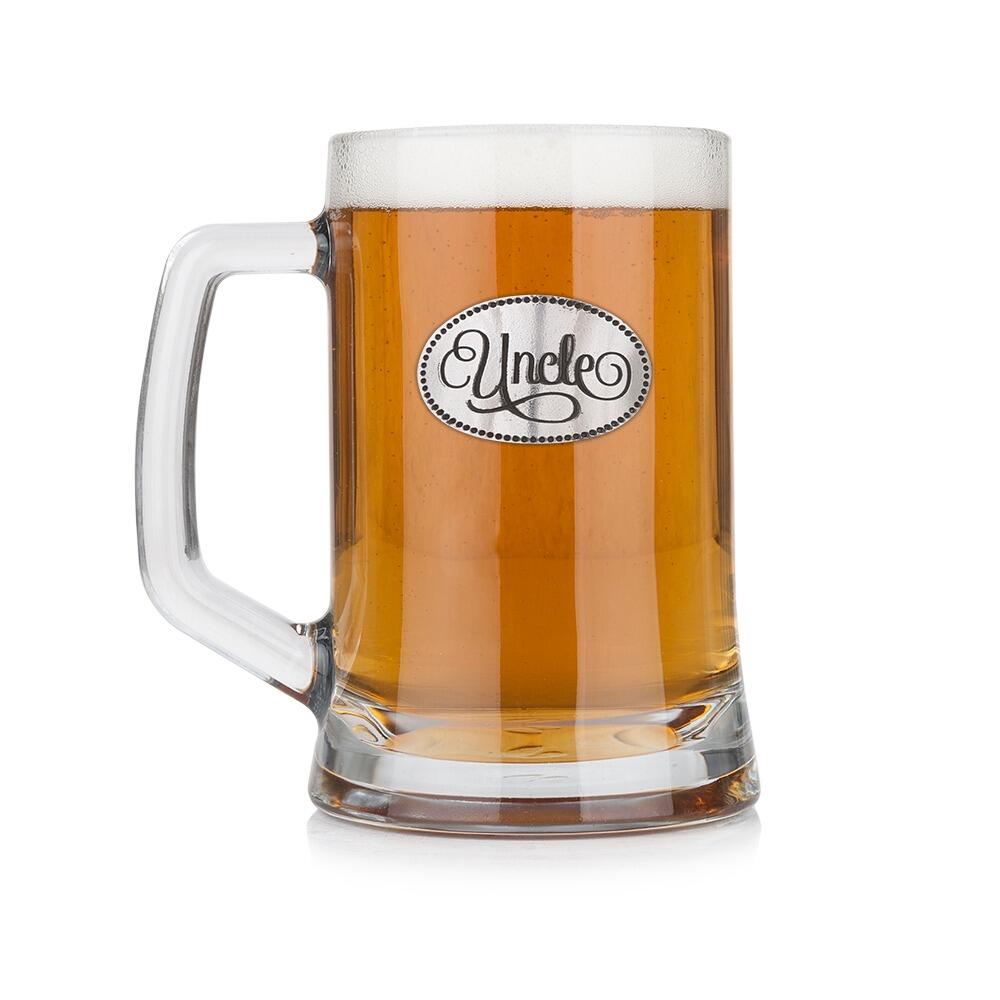 A Beer Tankard with a Pewter Uncle badge on the front, filled with Amber BeerRetryClaude can make mistakes. Please double-check responses.