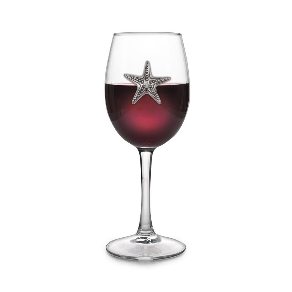 Pewter wine glass with starfish design