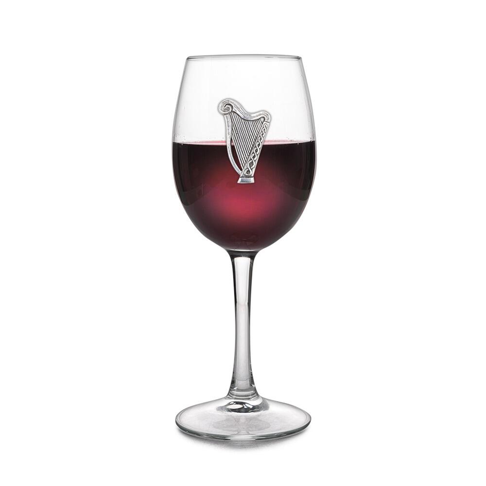 Pewter wine glass with harp design
