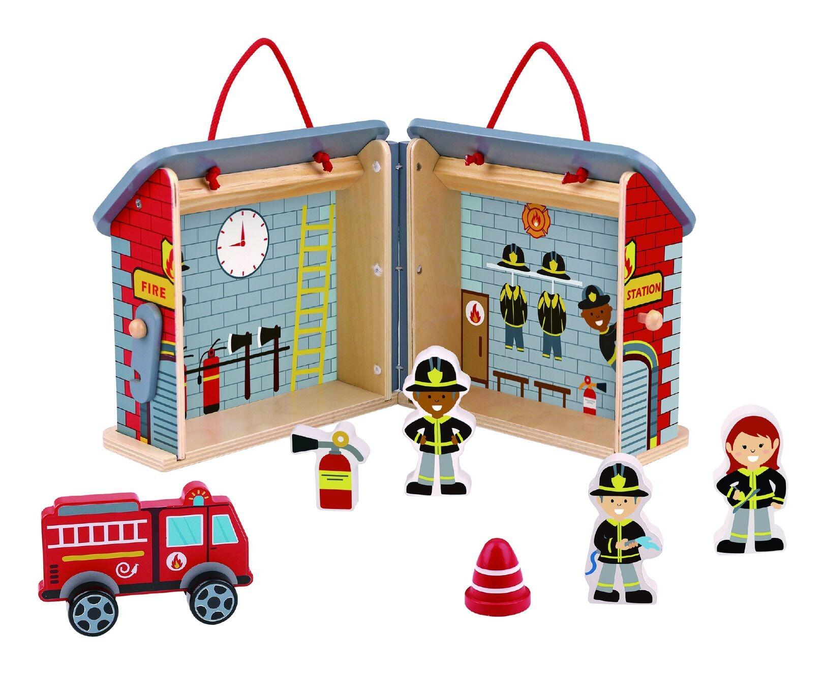 Tooky Toy Wooden Foldable Fire Station