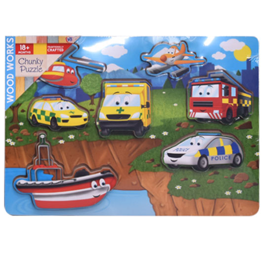 Wood Works Chunky Emergency Vehicles 7 Piece Puzzle