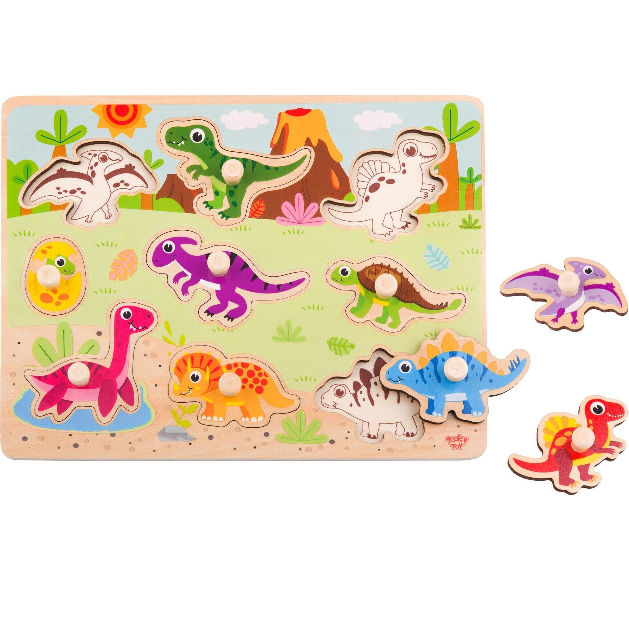 Tooky Toy Wooden 9 Piece Dinosaur Puzzle