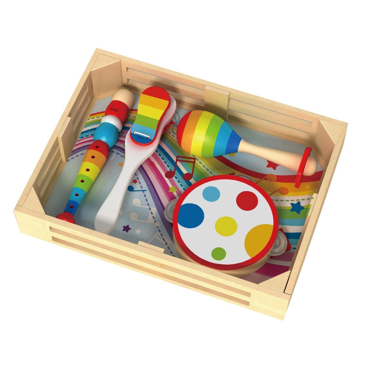 Tooky Toy Wooden Rainbow Musical Instrument Playset