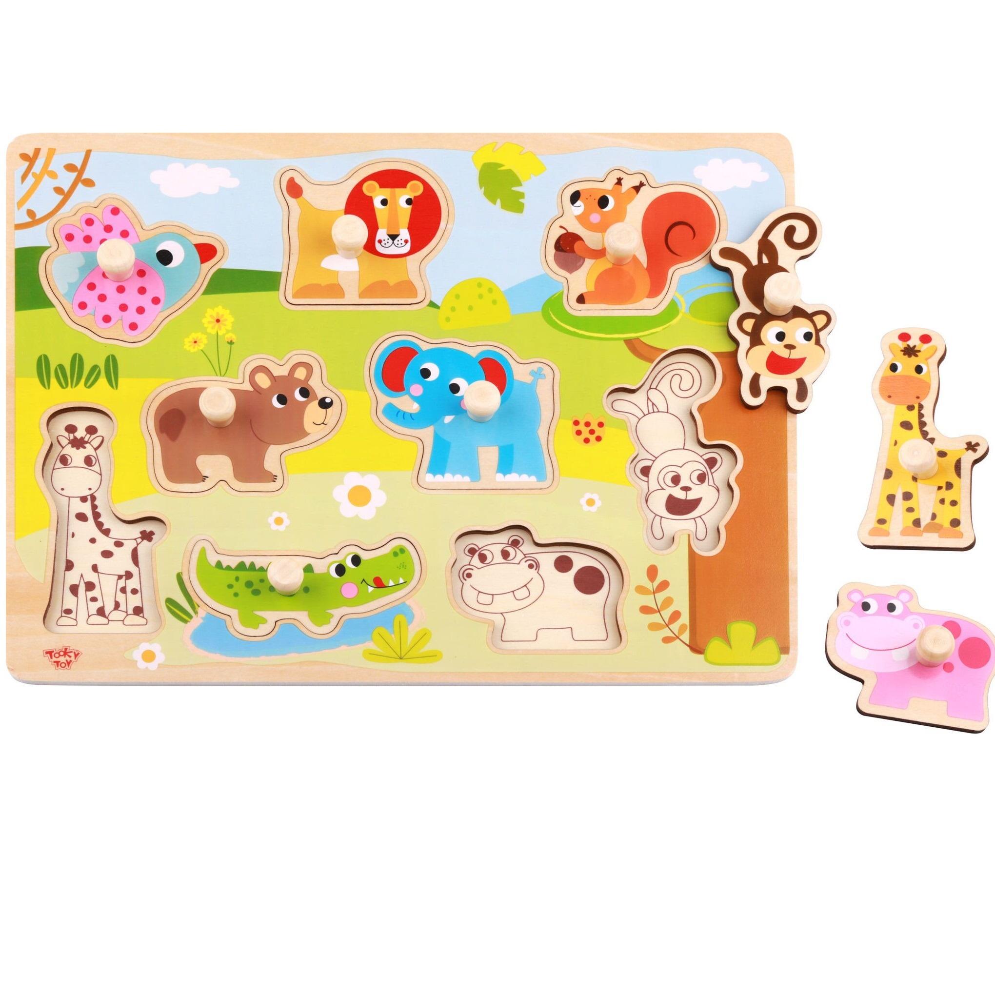 Tooky Toy Wooden 9 Piece Animal Puzzle
