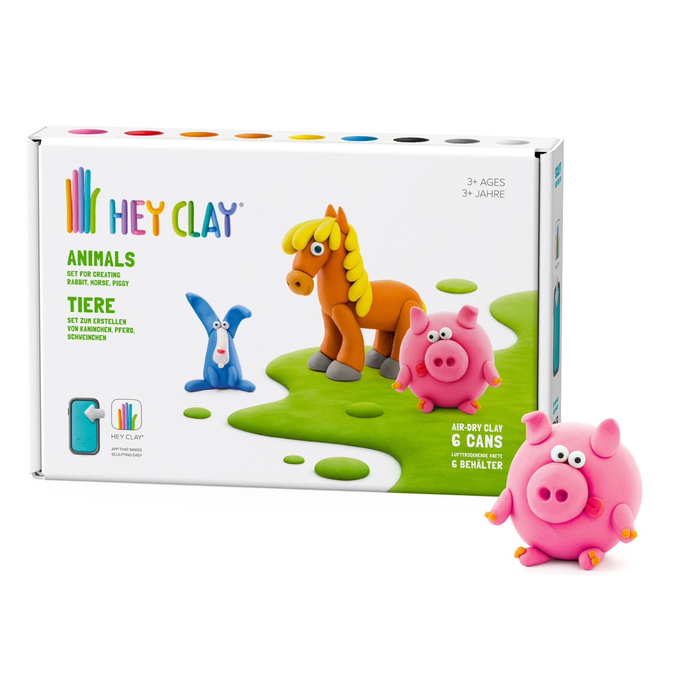 Hey Clay Animals Set 6 Cans Air Dry Clay, Top Pick Toys, Online Toys