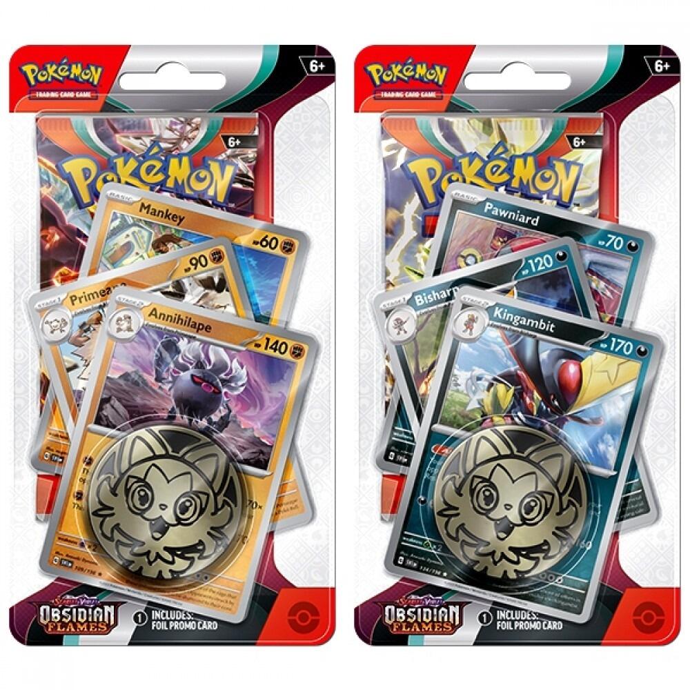 Pokemon Trading Card Game Scarlet and Violet 3: Obsidian Flames Annihilape / Kingambit Premium Checklane Blisters