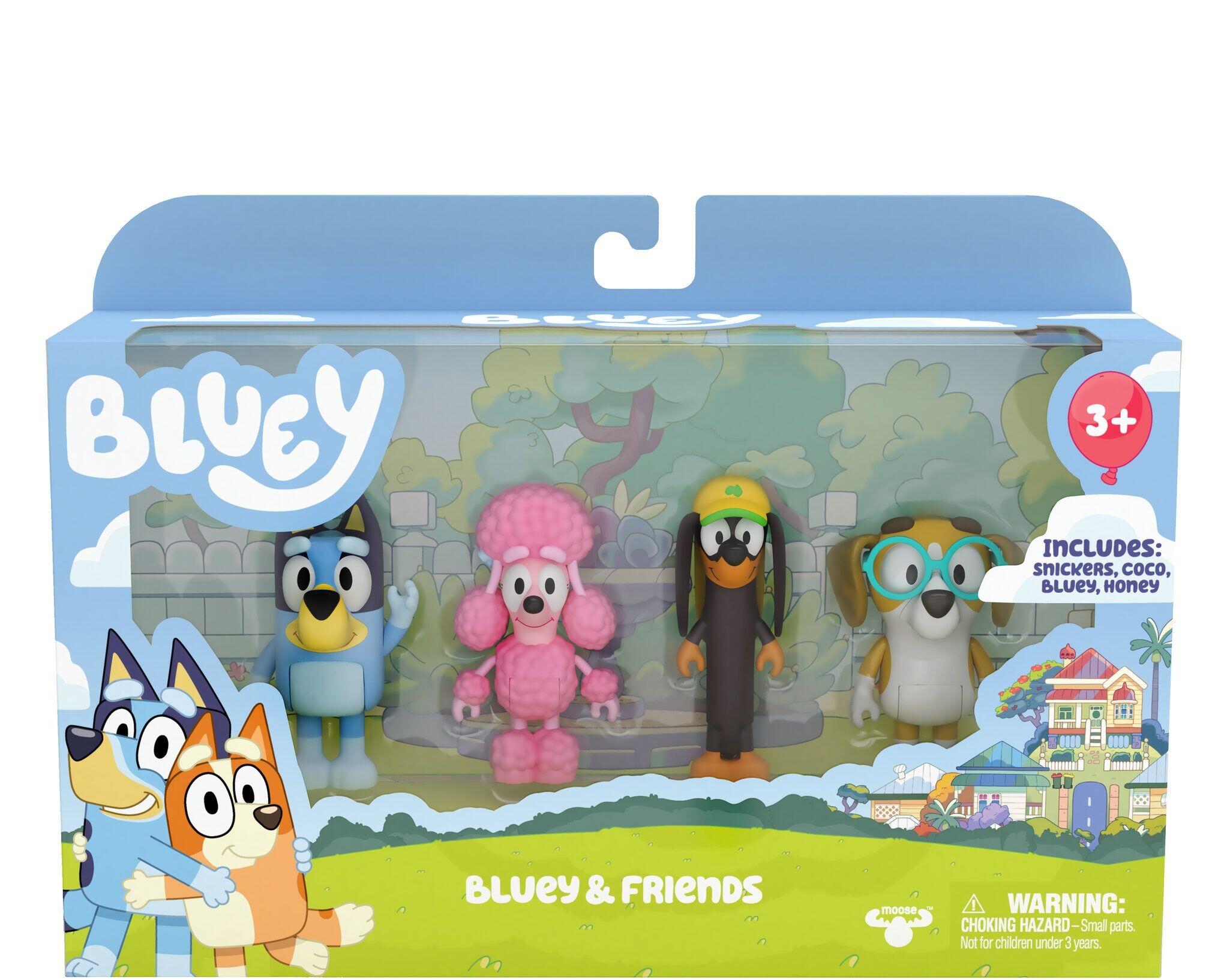 Bluey & Friends 4 Figure Pack with Snickers, Coco & Honey
