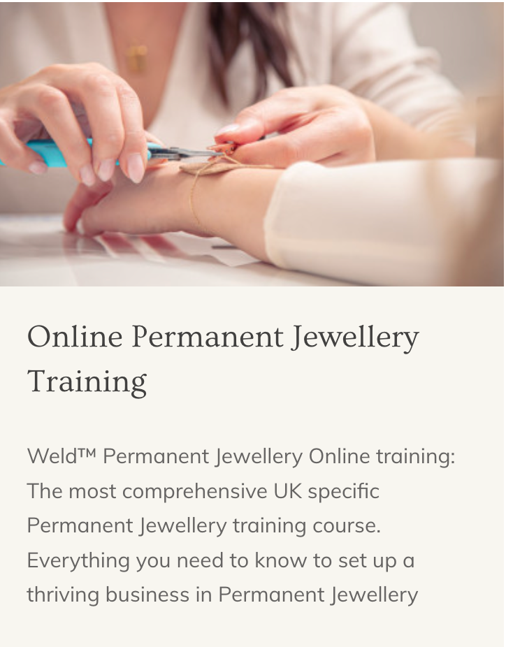 Permanent jewellery online training course card