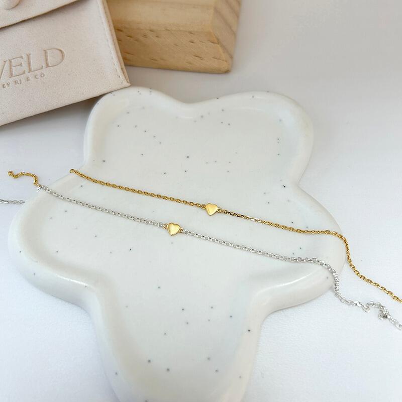 Permanent jewellery gold heart charms