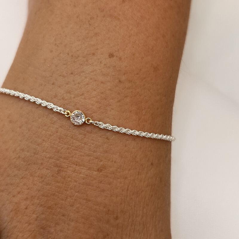 Welded bracelet with birthstone charm