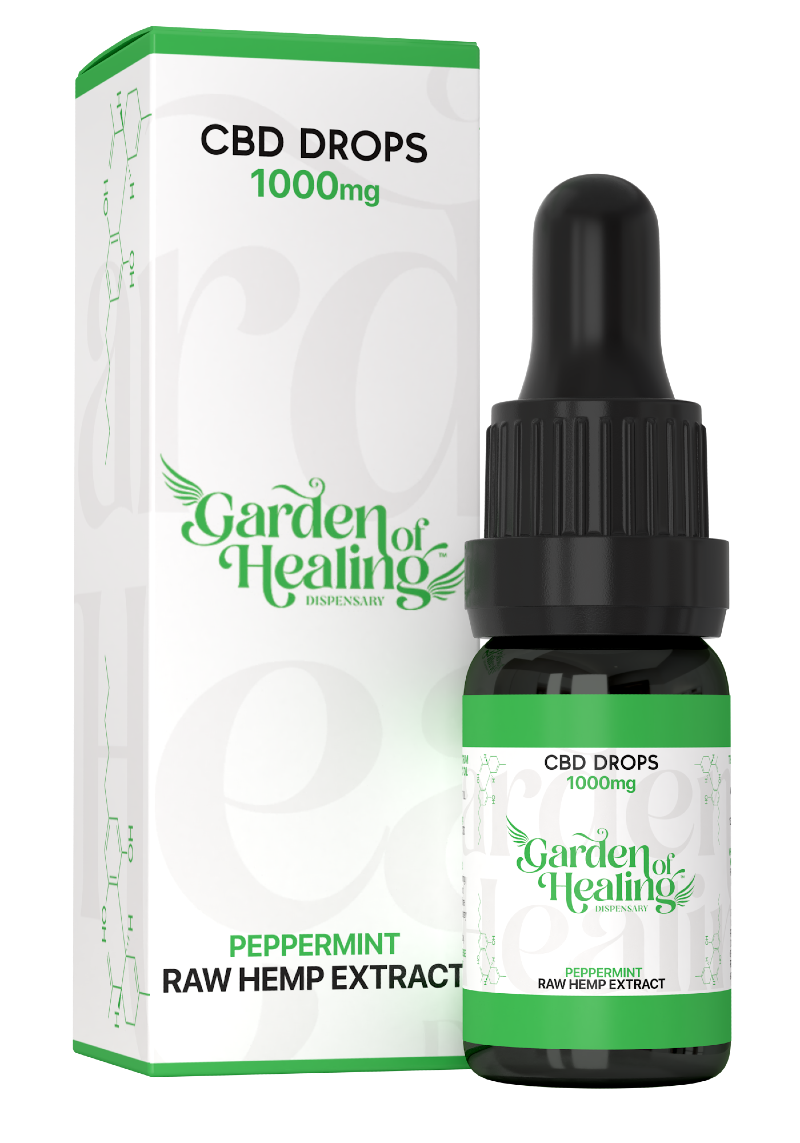 Garden of Healing CBD Peppermint Raw Hemp Extract Oil 1000mg +CBDa – 10ml (Optional Spray Top)