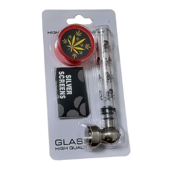 High Quality Glass Pipe, Grinder & Screens Kit