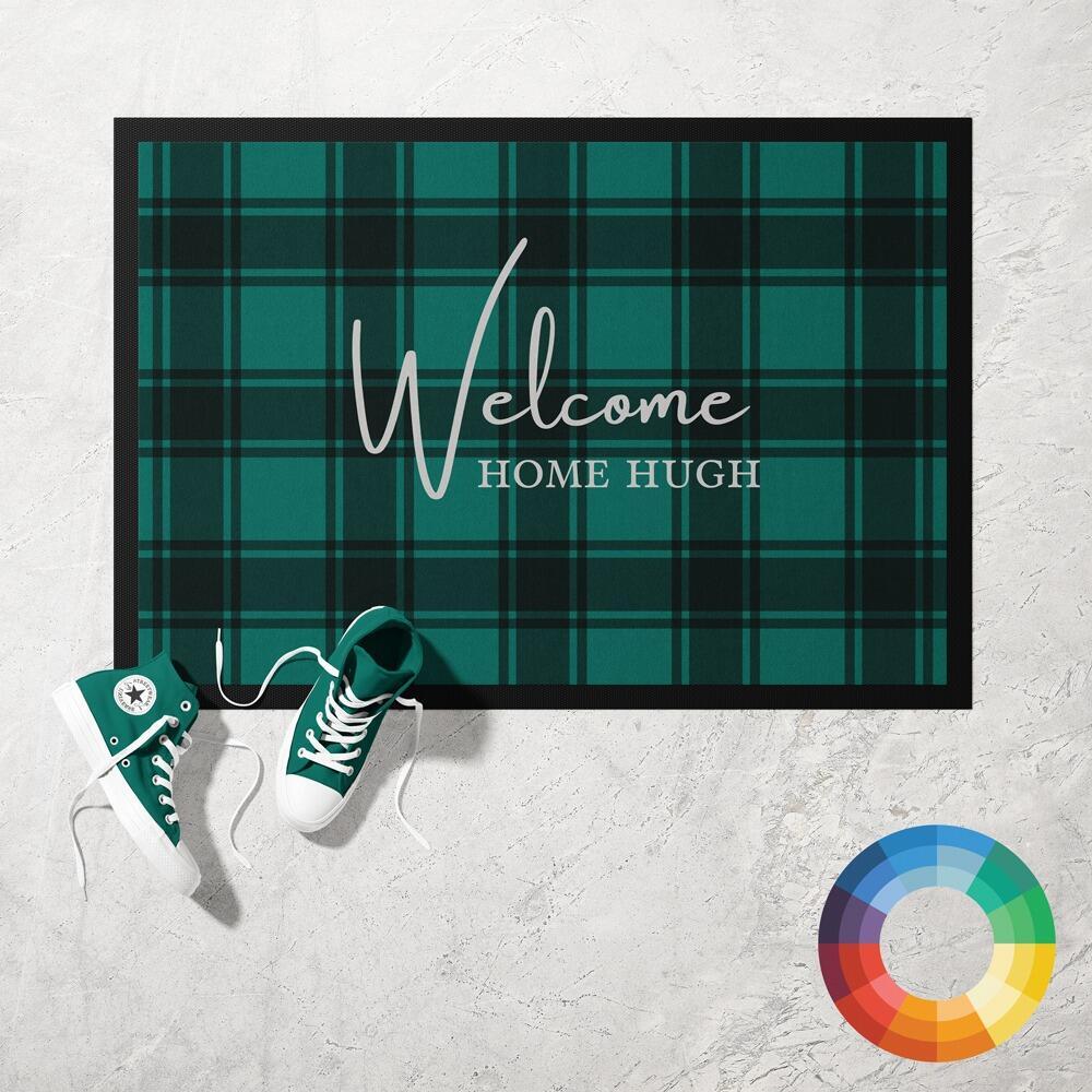 Personalised Check Kitchen Mat