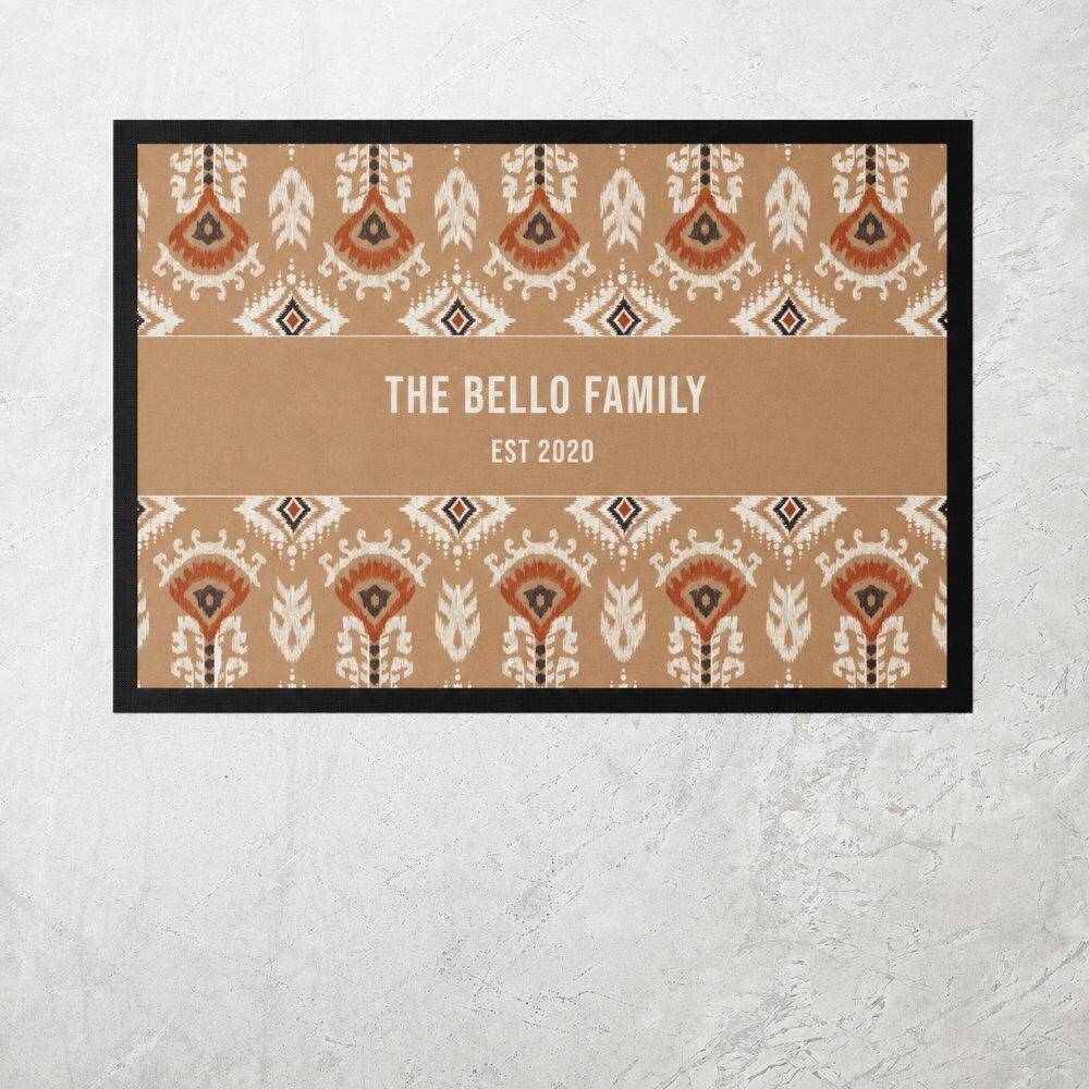 Brown African Ikat Personalised Kitchen Mat