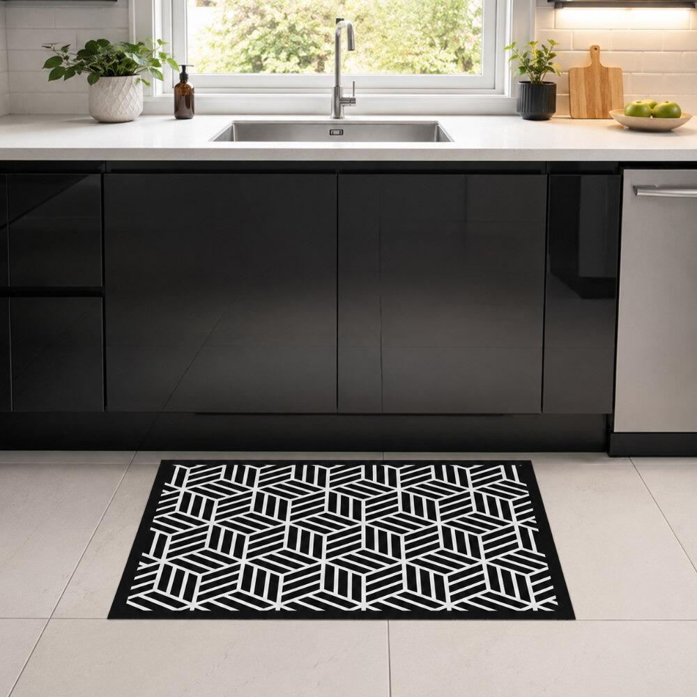 Black and White Kitchen Mat Under Sink