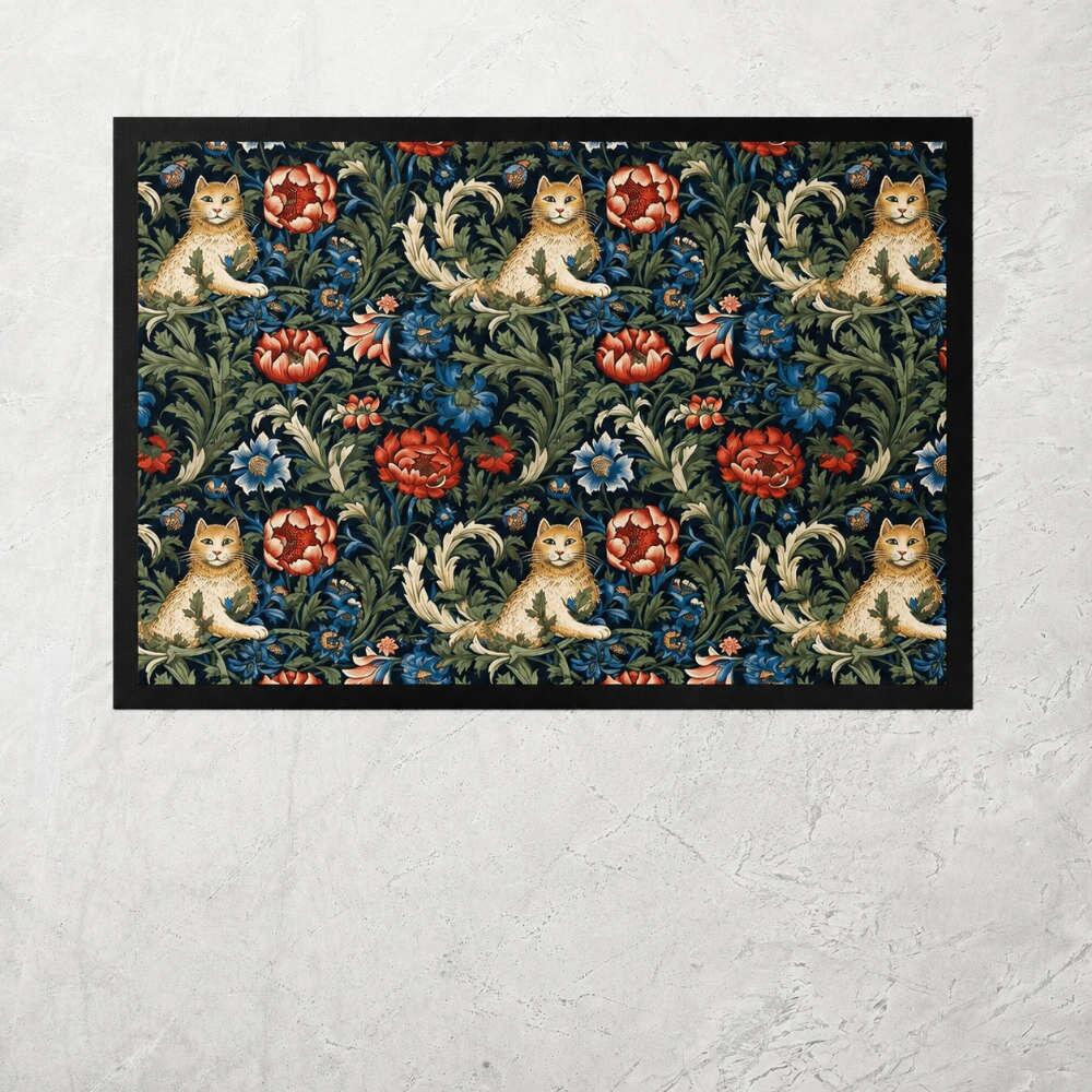 Inspired by William Morris Cat Kitchen Mat