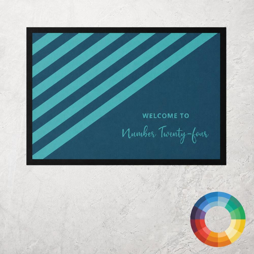Custom Colour Diagonal Stripe Kitchen Mat