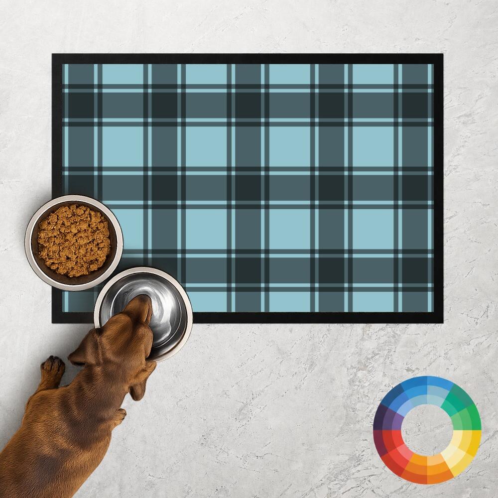Check Dog Food Mat, Custom Colour Detail