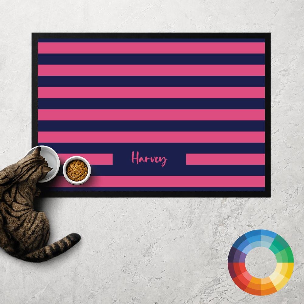 Personalised Striped Cat Food Mat