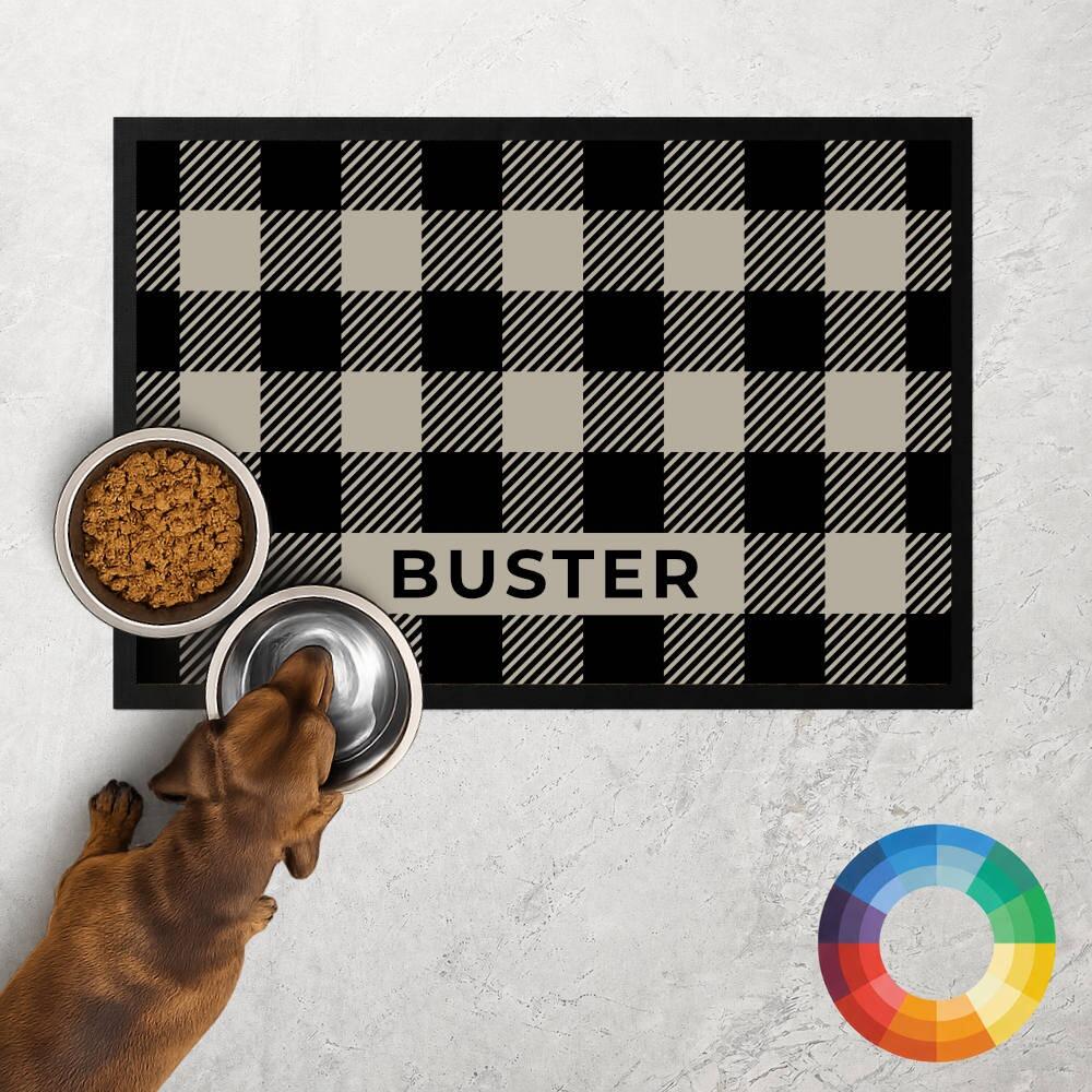 Personalised Buffalo Plaid Dog Food Mat in Custom Colours
