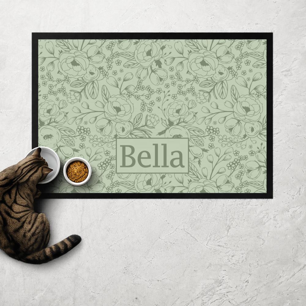 Floral Cat Food Mat