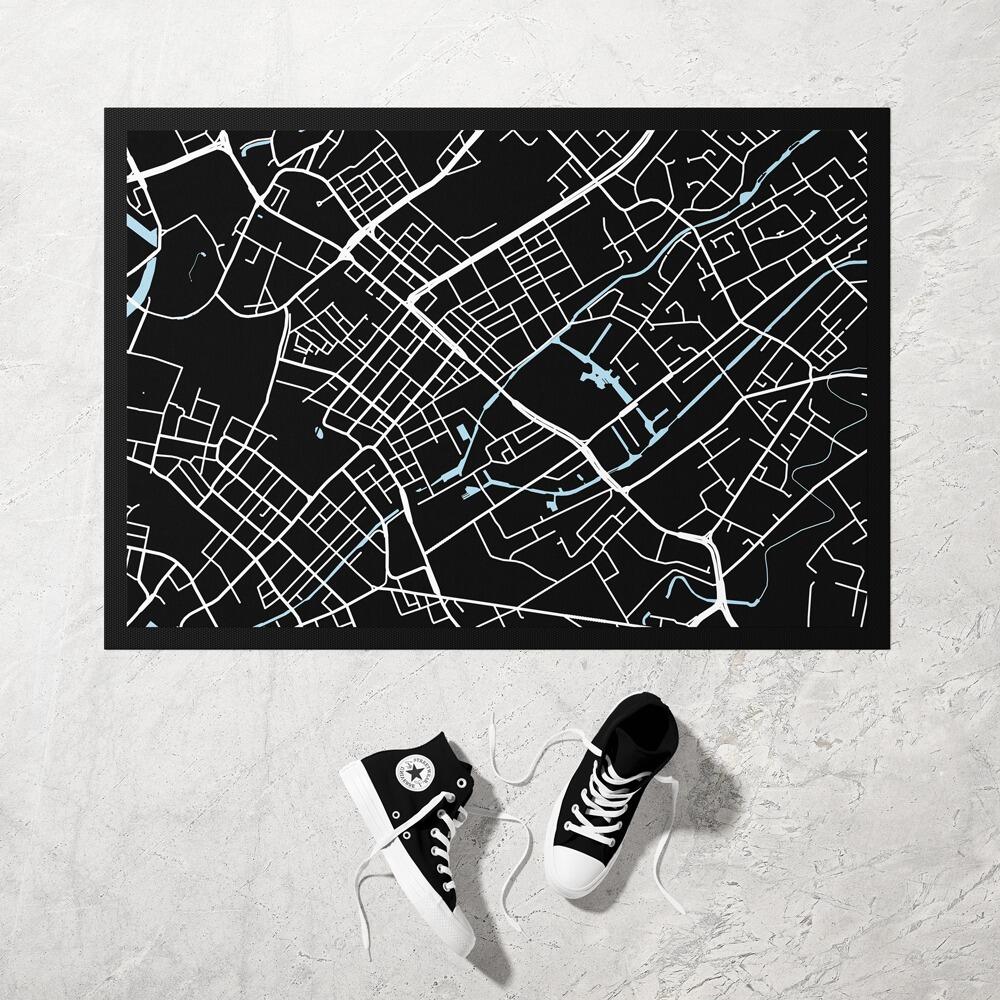 Black Map Doormat