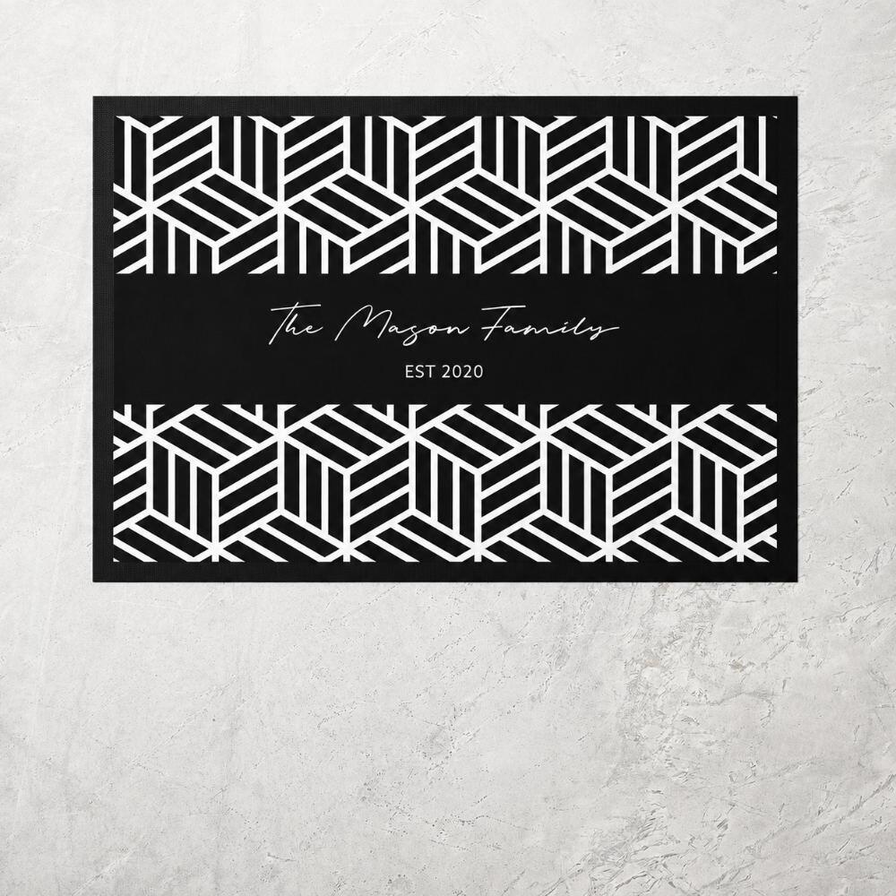 Personalised Black and White Kitchen Mat