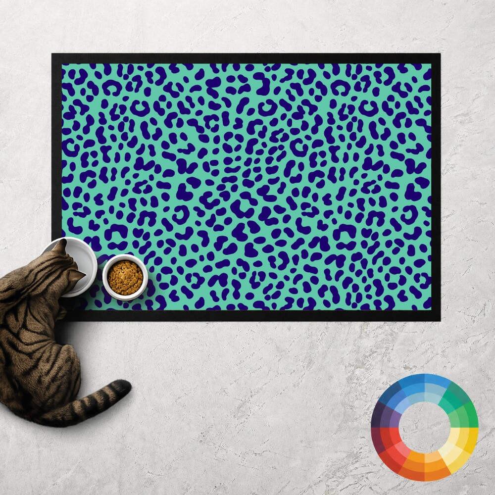 Custom Colour Leopard Print Cat Food Mat