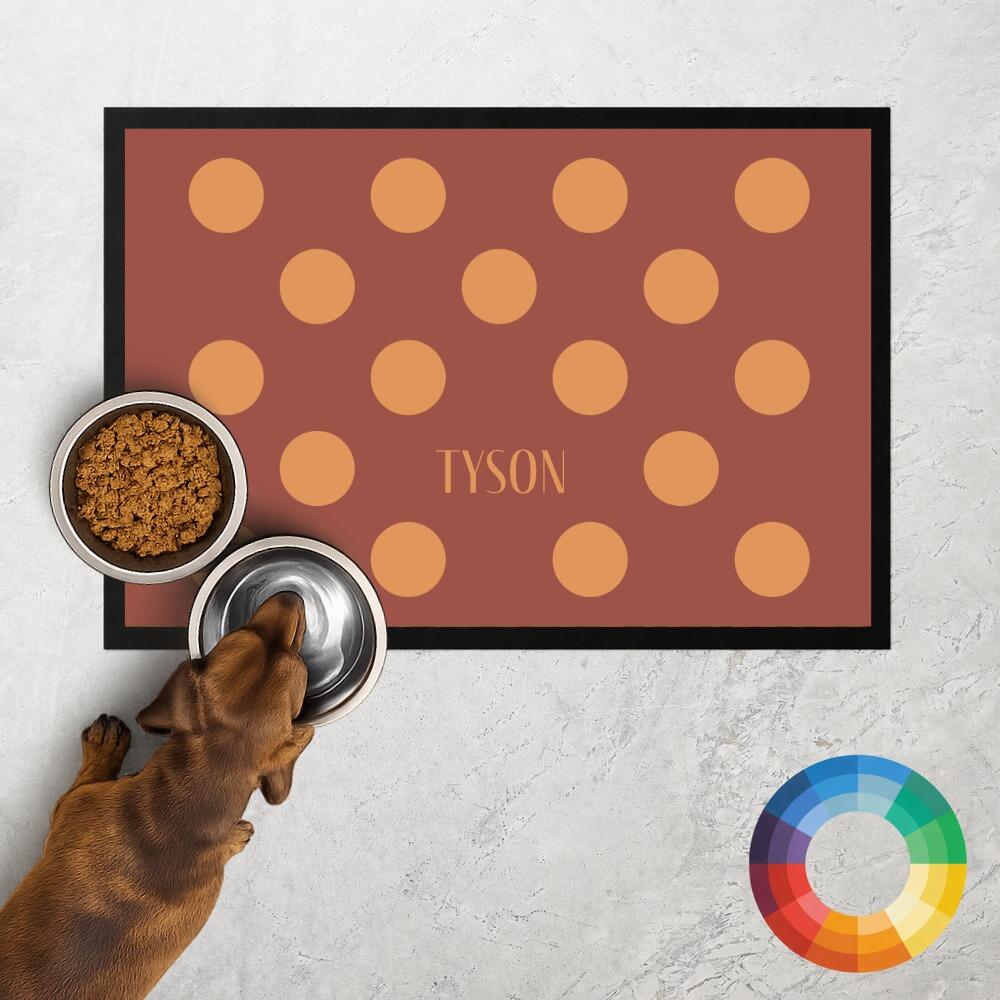 Personalised Spotty Dog Food Mat in Custom Colours