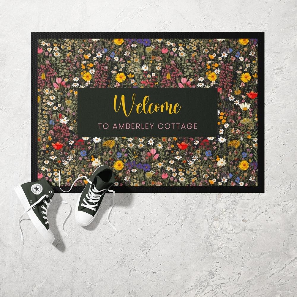 Personalised Ditsy Wild Meadow Floral Doormat
