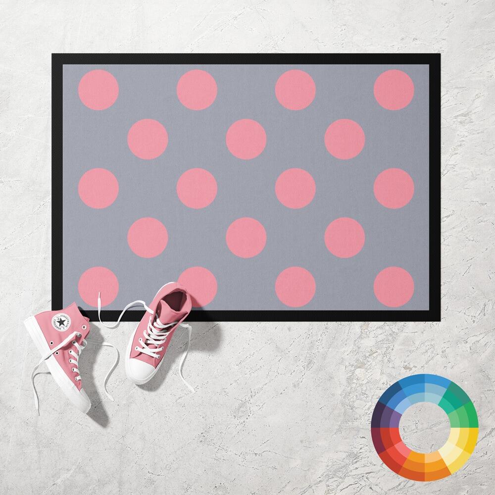 Spotty Doormat Pink and Grey