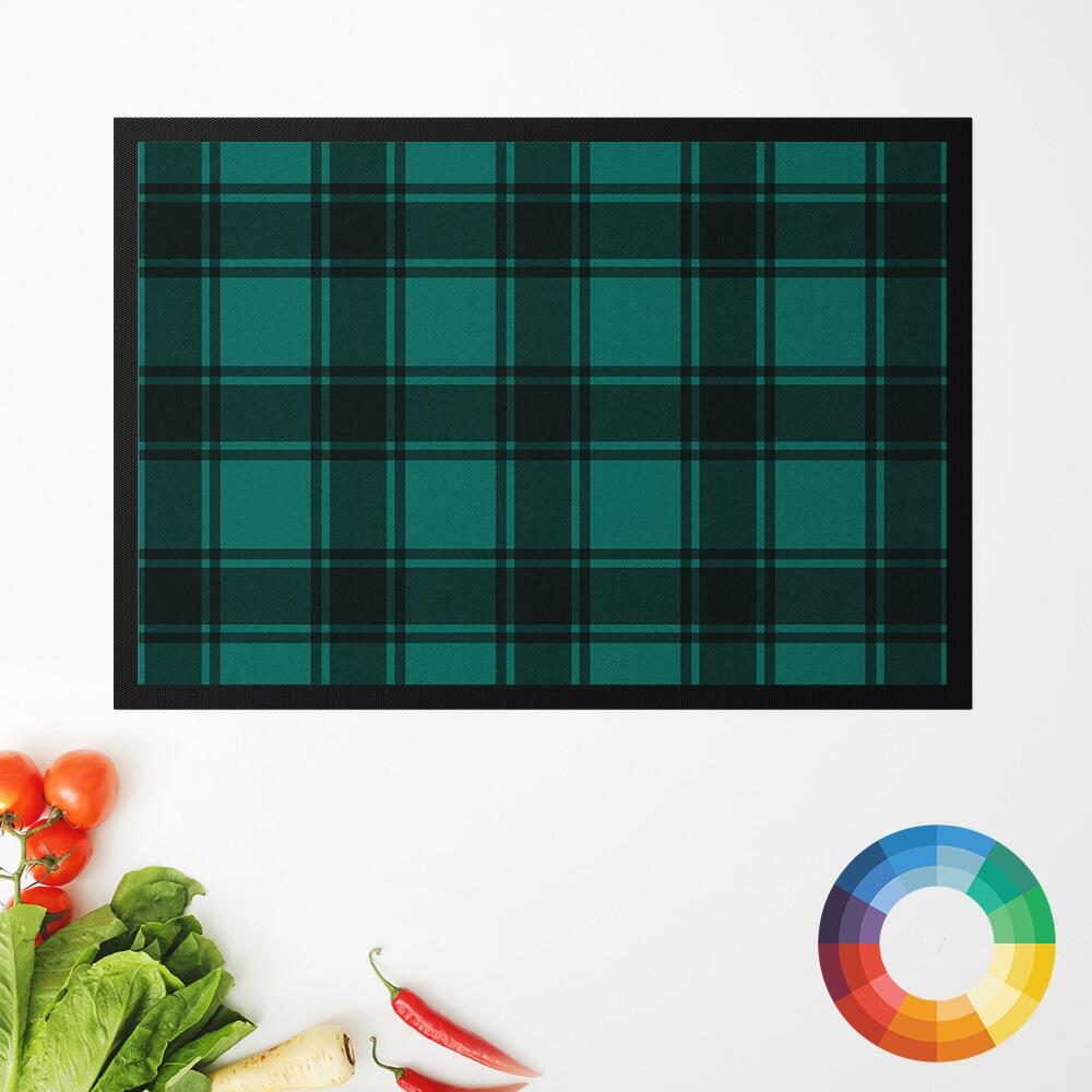 Check Tartan Kitchen Mat in Green