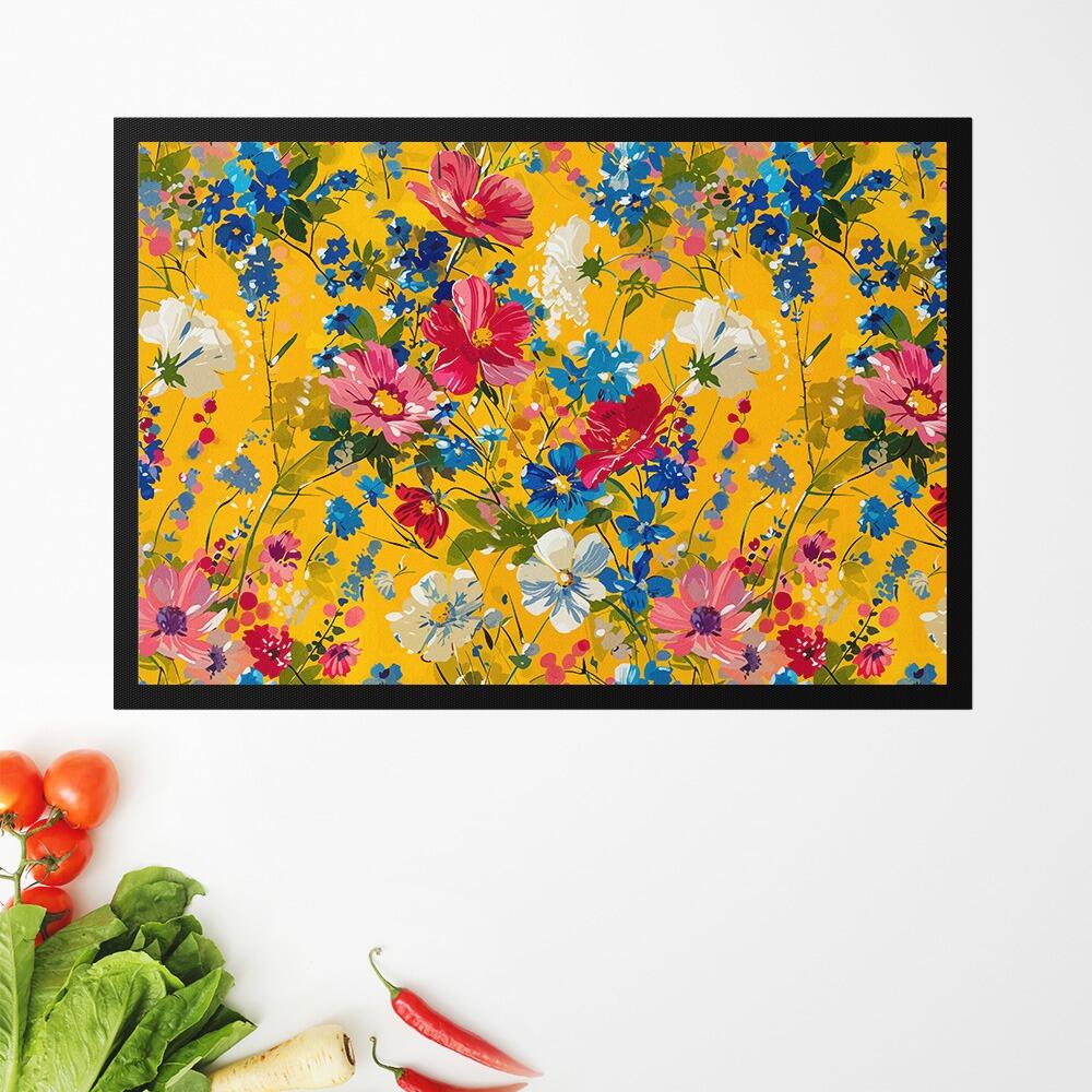 Yellow Floral Kitchen Mat