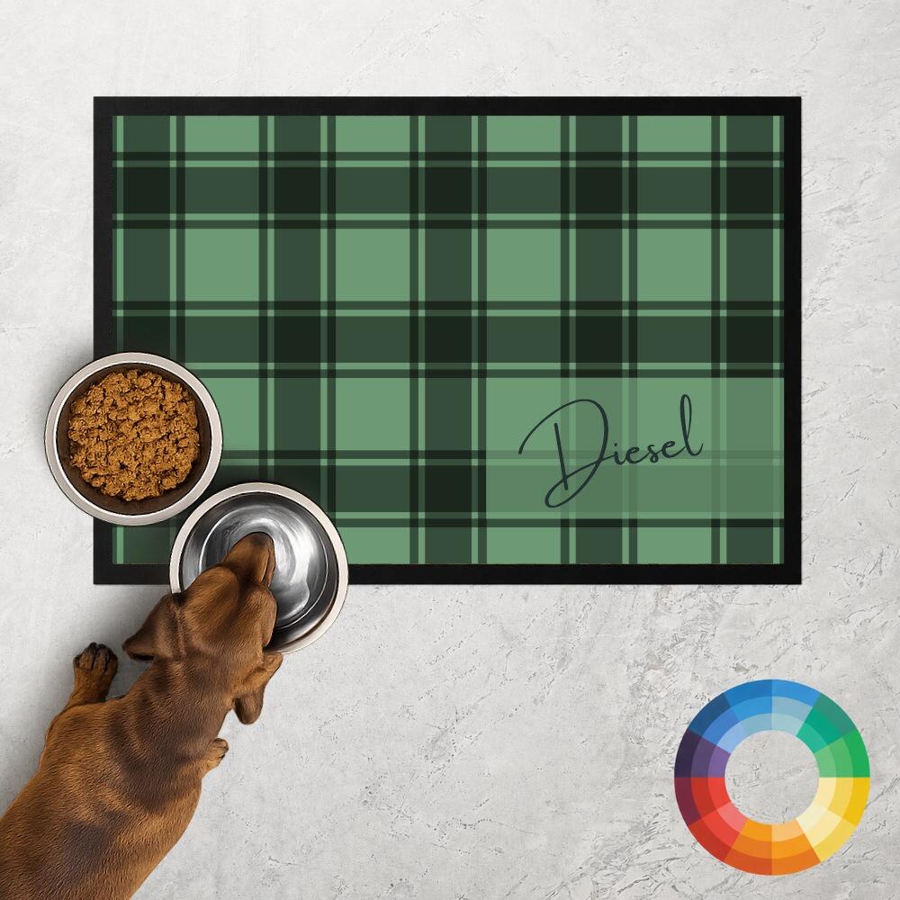Check Dog Food Mat Pattern Close-Up