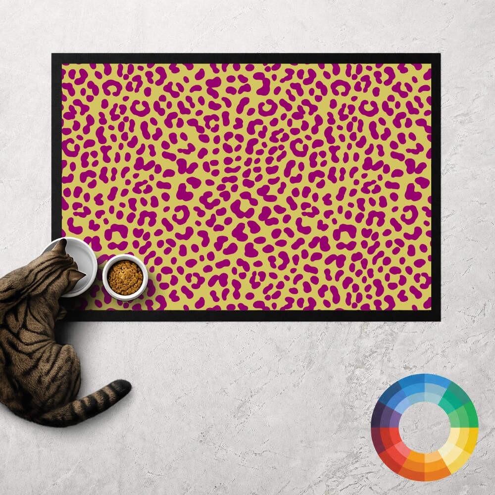 Custom Colour Leopard Print Cat Food Mat