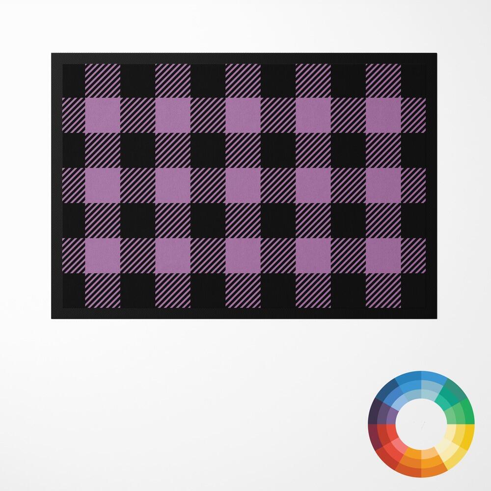 Buffalo Plaid Kitchen Mat in Purple and Black