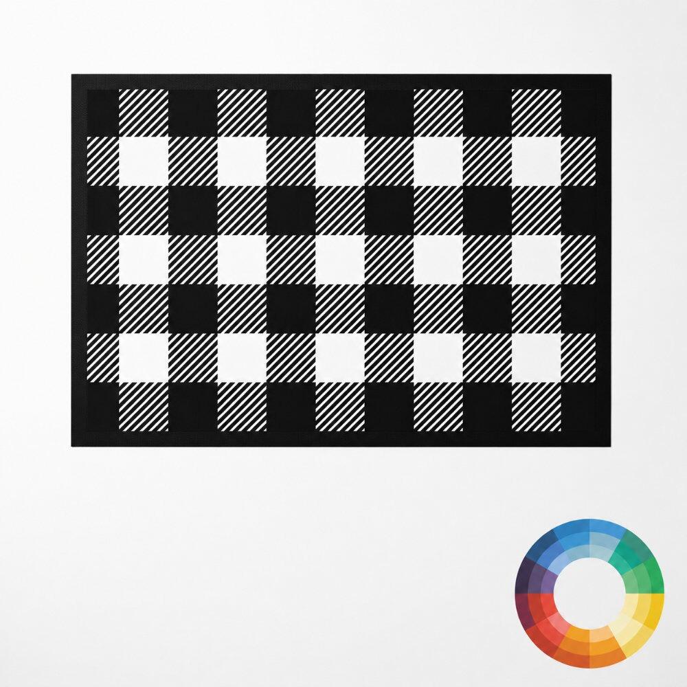 Black and White Buffalo Plaid Kitchen Mat